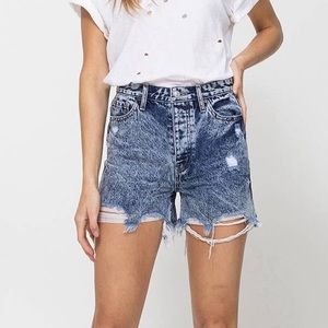 Nora Super High Rise Distressed Acid Wash Shorts